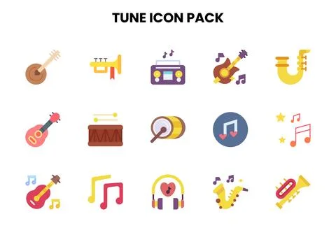 Tune Flat Bundle Icons Pack Illustrazione stock