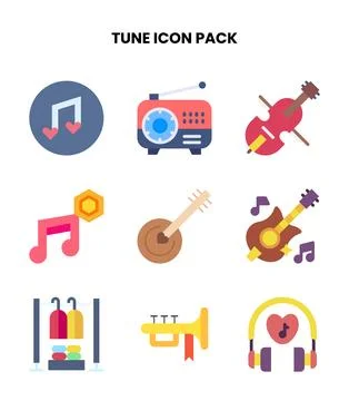 Tune Flat Bundle Icons Pack Stock Illustration