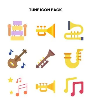 Tune Flat Design Icons Pack Stock Illustration