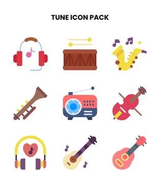 Tune Flat Icons Pack Ilustração Stock
