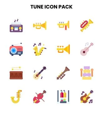 Tune Flat Icons Pack Stock Illustration