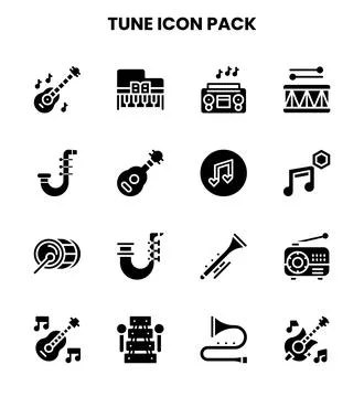Tune Glyph Icons Pack Stock Illustration