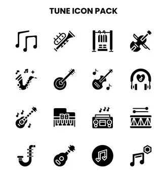 Tune Glyph Vector Icons Pack Stock Illustration