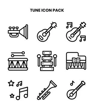 Tune Line Collection Icons Pack Illustrazione stock