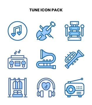 Tune Two Colour Bundle Icons Pack 스톡 일러스트