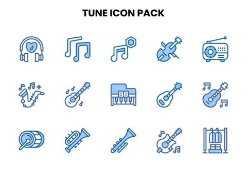 Tune Two Colour Graphics Icons Pack Stock Illustration