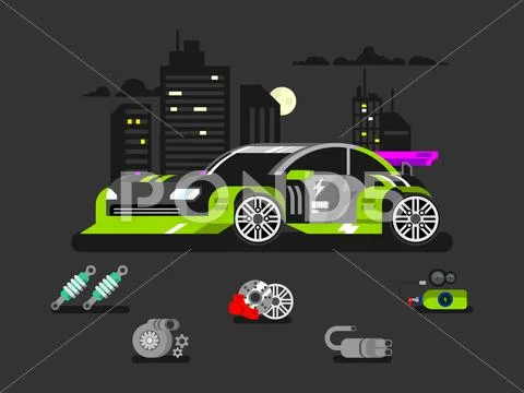 Tuned machine nitrous oxide Stock Illustration