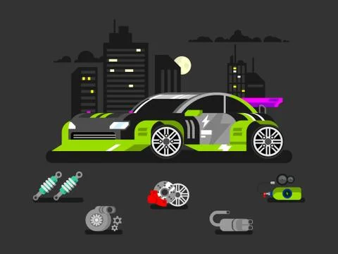 Tuned machine nitrous oxide Stock Illustration