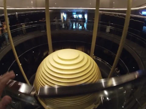 Tuned Mass Damper Ball Inside Taipei 101 Tower, Taipei, Taiwan (4 Jan 2020) Stock Footage 344805574