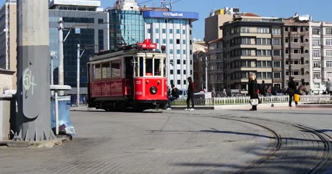 Tunel Tram at Taksim Square Stock Footage 49097725