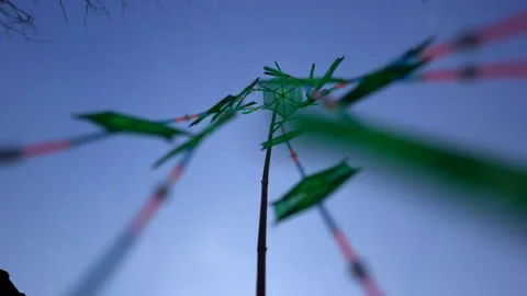 Tung on blue sky background, it is a term for yarn work that is wrapped in three Stock-Footage 141009205