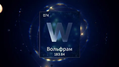 Tungsten as Element 74 of the Periodic Table 3D animation on blue background 스톡 동영상 126446034