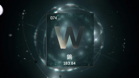 Tungsten as Element 74 of the Periodic Table 3D illustration on green background 스톡 동영상 126454683