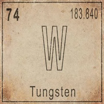 Tungsten Element Card from Periodic Table on Vintage Old Paper Stock Illustration