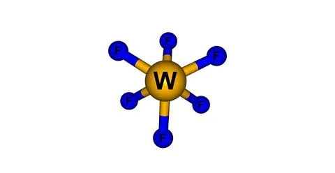 Tungsten hexafluoride molecular structure isolated on white Stock Illustration