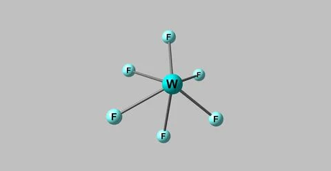 Tungsten hexafluoride molecular structure isolated on grey Stock Illustration