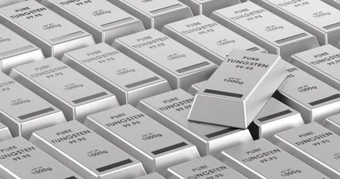 Tungsten ingot background animation seamlessly loopable. 3D rendering Stock Footage 333314447