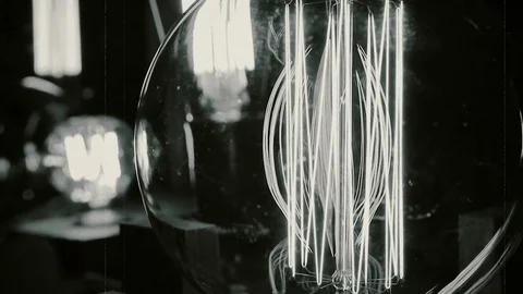 Tungsten light bulbs illuminating old research laboratory, obsolete technology 스톡 동영상 72540545
