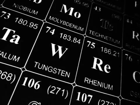Tungsten on the periodic table of the elements Stock Photos