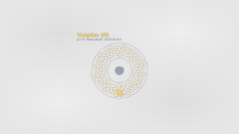 Tungsten W Bohr Atom Model Labeled Animation Video Overlay Alpha 4K Видео 339367348