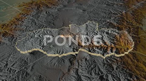 Tungurahua, Ecuador. Topographic relief map with surface waters ...