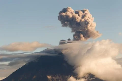 Tungurahua Volcano Explosion At Sunset Ecuador South America Stock Photos