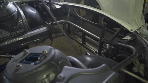 Tuning car. engine in garage. the drift car . Car service. Close-up, Car Repair Stock Footage 276430696