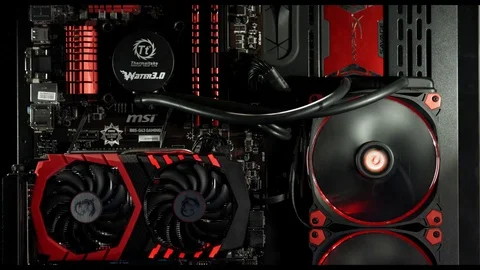 Tuning computer shutting down, medium shot Stock Footage 80483517