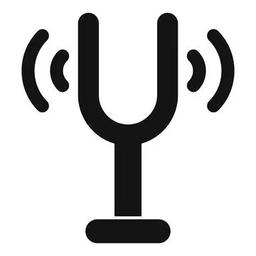Tuning fork emitting sound waves icon representing music and acoustics Stock Illustration