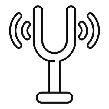 Tuning fork emitting sound waves icon representing frequency and pitch 스톡 일러스트