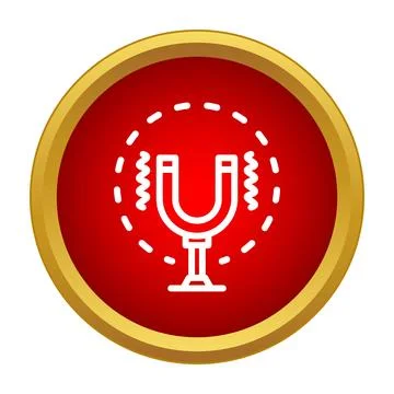 Tuning fork icon emitting sound waves on button Stock Illustration