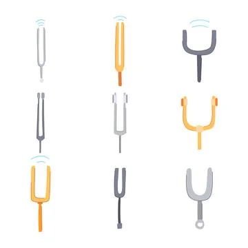 Tuning fork set cartoon vector illustration Stock Illustration