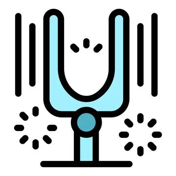 Tuning fork vibrating and producing sound waves Stock Illustration