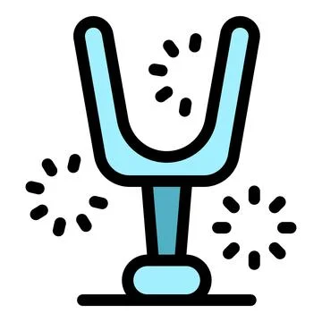 Tuning fork vibrating and producing sound waves Stock Illustration