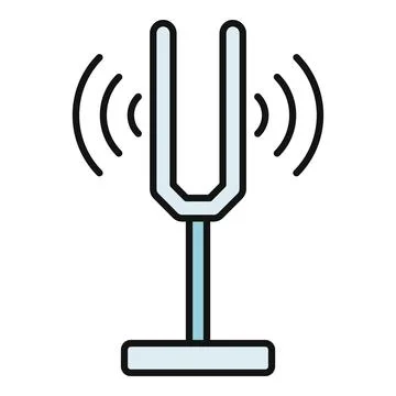 Tuning fork vibrating, producing sound waves Stock Illustration