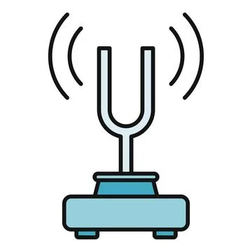 Tuning fork vibrating sound waves icon illustration Stock Illustration
