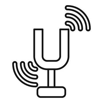 Tuning fork vibrating at specific frequency generating sound waves Stock Illustration