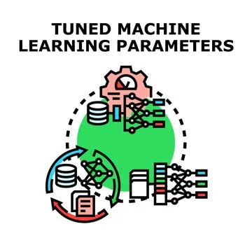 Tuning machine learning model parameters for artificial intelligence develo.. Illustrazione stock
