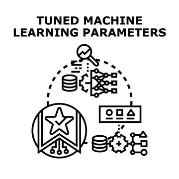 Tuning machine learning parameters for optimal algorithm performance Stock Illustration