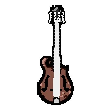 Tuning mandolin pixel art vector illustration 스톡 일러스트