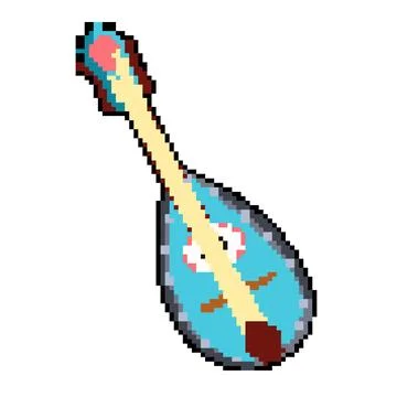 Tuning mandolin pixel art vector illustration 스톡 일러스트