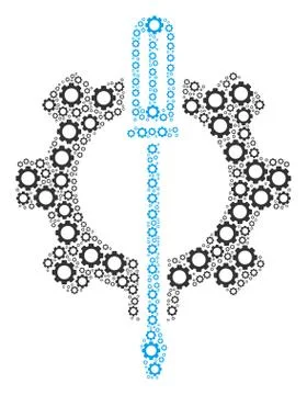 Tuning Options Gear Collage of Cogs Stock Illustration
