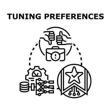 Tuning preferences adjusting optimal settings and feedback Stock Illustration