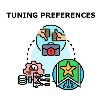 Tuning preferences adjusting optimal settings and feedback Stock Illustration