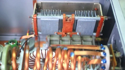 Tuning vacuum tubes shortwave power amplifier Stock Footage 110864471