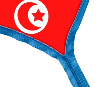 Tunis flag under zipper Stock Illustration