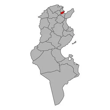 Tunis of Tunisia Governorates map shape, travel web flat icon vector illustra 스톡 일러스트