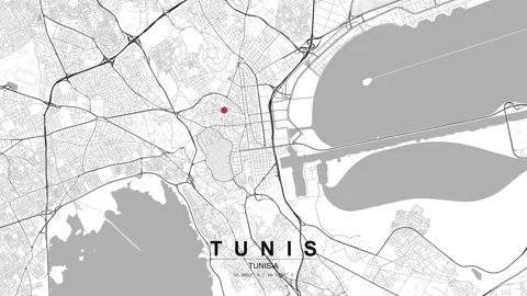Tunis Tunisia map with red location pin marker Video stock 333698699