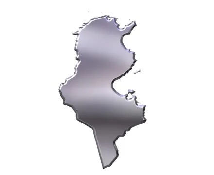 Tunisia 3D Silver Map Stock Illustration