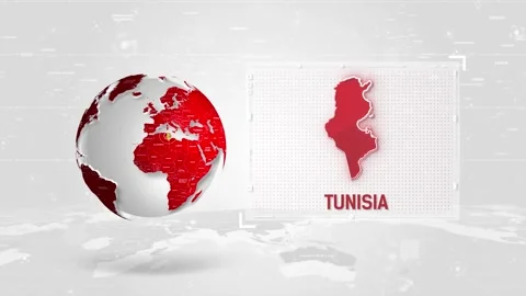 Tunisia 4 K Tech Map Beside Globe On White Background Stock Footage 338240922
